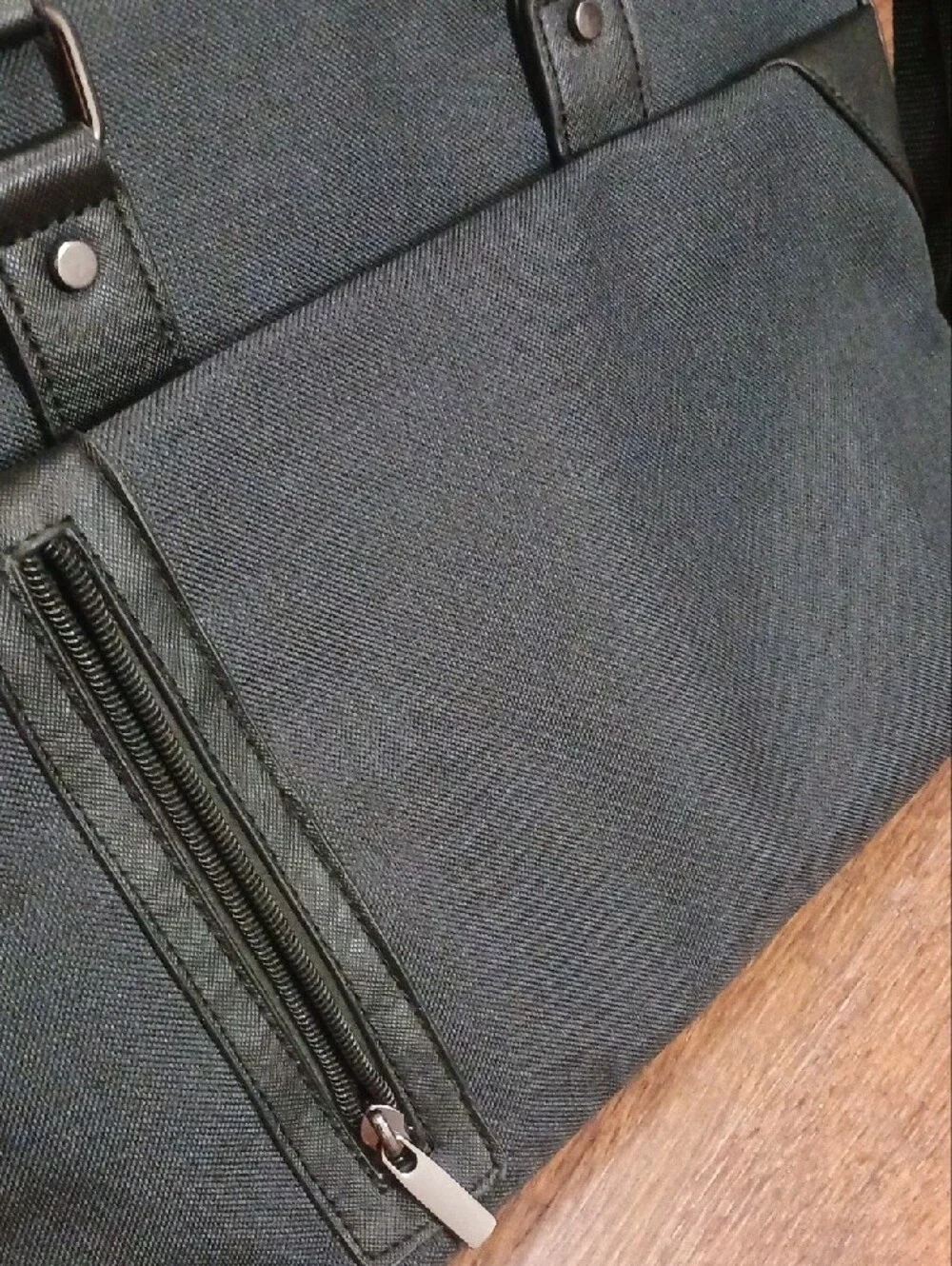 Men's Dark Gray Canvas Briefcase Bag - Versatile Work Tote